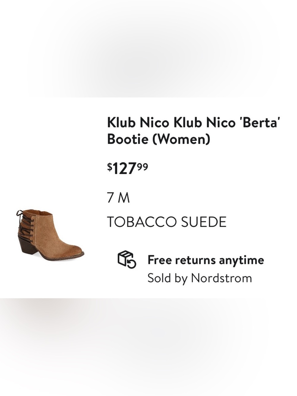 Klub Nico Berta Tobacco Suede Ankle Bootie (Women)